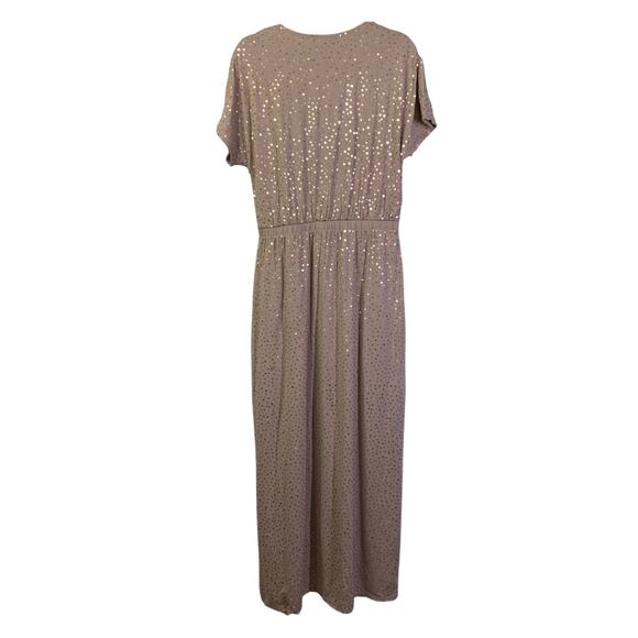 GARNET HILL Dress‎ Medium Knit Maxi Sequin Crossover Bust Elastic Waist Leg Slit - Picture 2 of 14